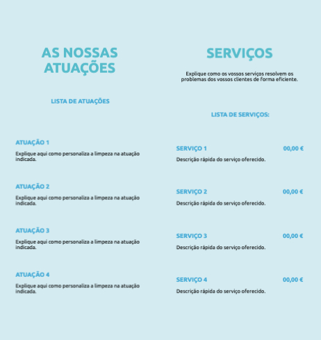 Layout Serviço de limpeza Interior