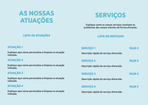 Layout Serviço de limpeza Interior