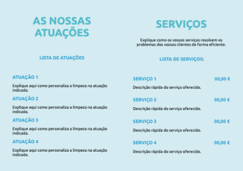 Layout Serviço de limpeza Interior