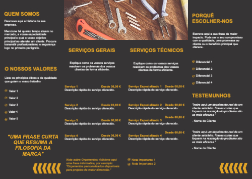 Layout Serviços de manutenção Interior
