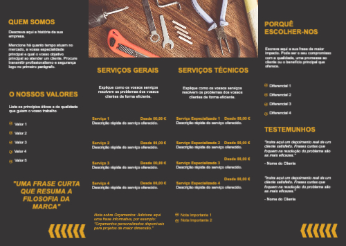 Layout Serviços de manutenção Interior