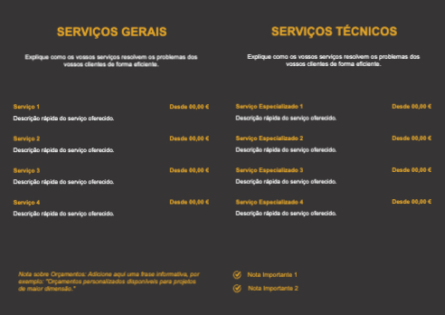 Layout Serviços de manutenção Interior