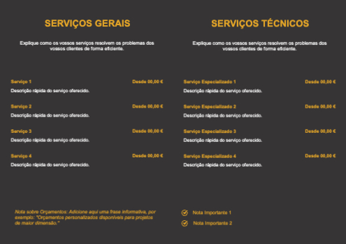 Layout Serviços de manutenção Interior