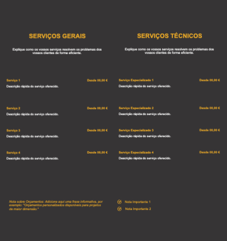 Layout Serviços de manutenção Interior
