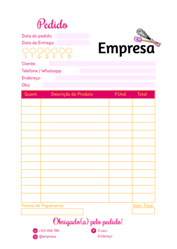 Pedido de encomenda Frente