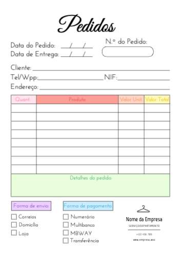 Pedidos para Envio Frente