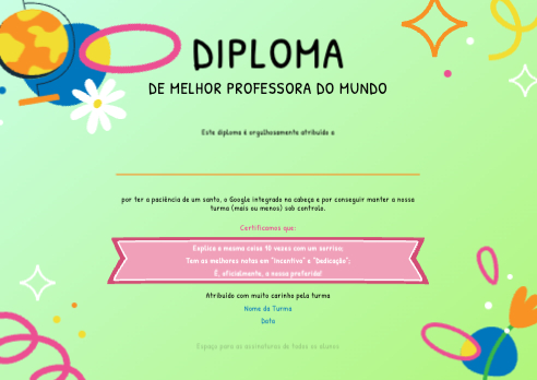 Diploma de Melhor Professor(a) do Mundo