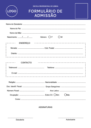 Formulário Académico Frente