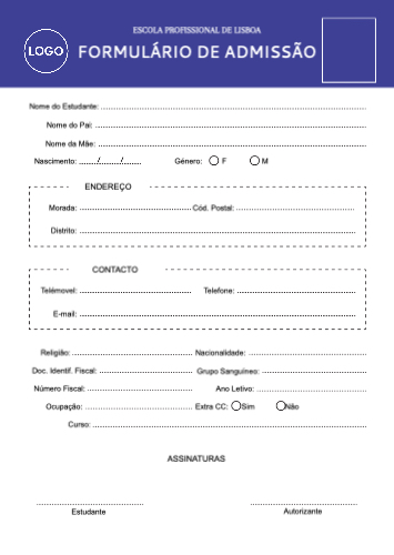 Formulário Académico Frente