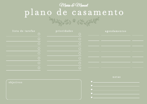 Planeamento de Casamento Frente