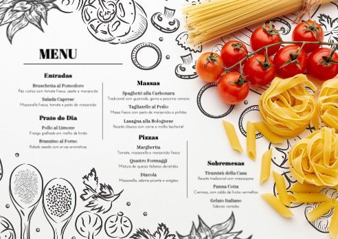 Restaurante Italiano com Menu Frente