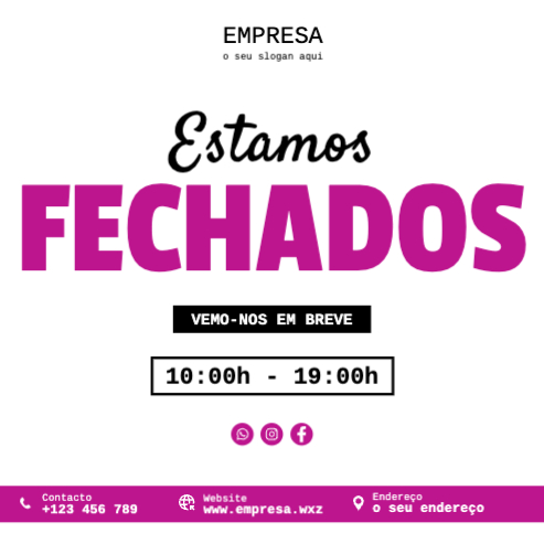 Layout Aberto/Fecho de loja Verso