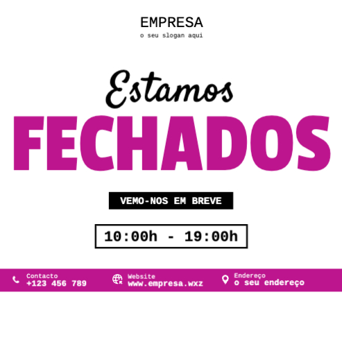 Layout Aberto/Fecho de loja Verso