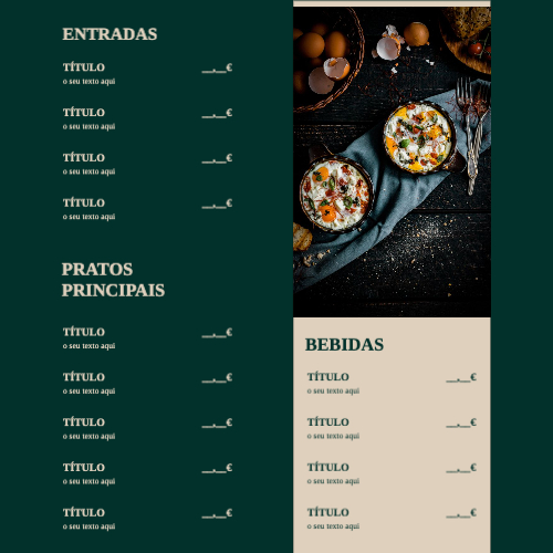 layout para Menu Verso