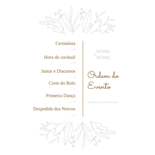 layout para Cronograma de Casamento Frente