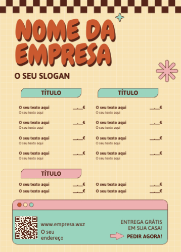 Menu em  estilo retro Frente
