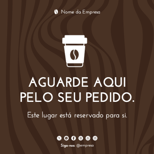 Aguarde aqui pelo seu pedido. Frente