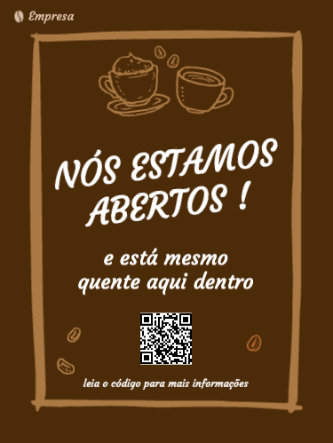Montra de café com QR code simples Frente