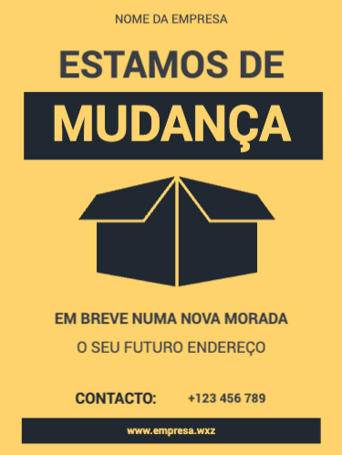 Mudança de loja, empresa ou restaurante Frente