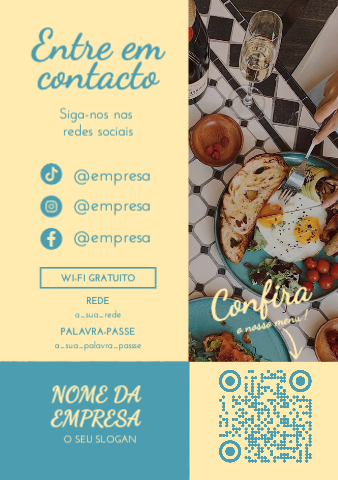 QR Code com Menu e Redes Sociais Verso