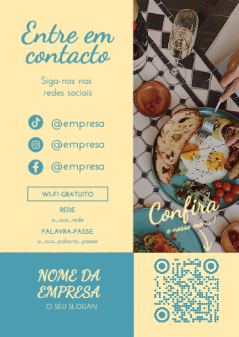 QR Code com Menu e Redes Sociais Verso