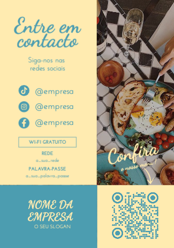 QR Code com Menu e Redes Sociais Verso