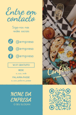 QR Code com Menu e Redes Sociais Verso