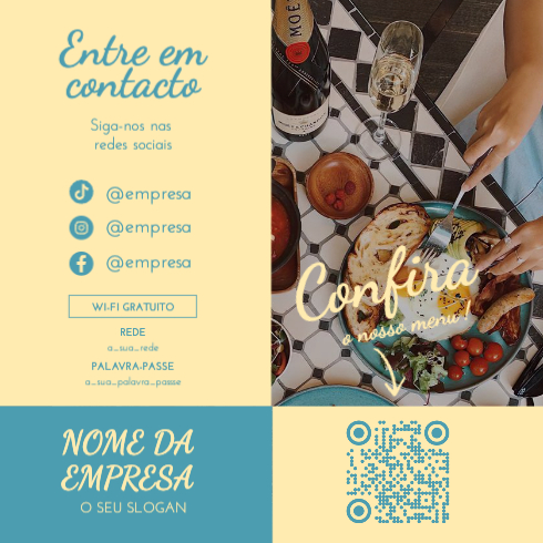 QR Code com Menu e Redes Sociais Verso