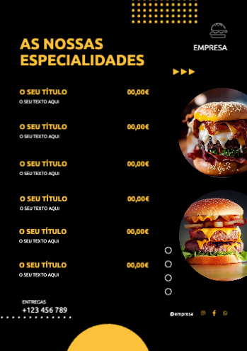 Layout de Hambúrgueres de Fast Food Verso