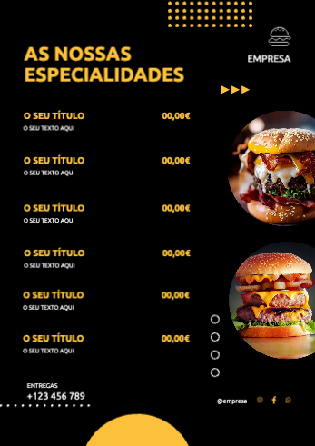 Layout de Hambúrgueres de Fast Food Verso