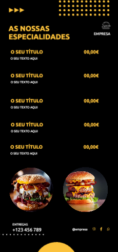 Layout de Hambúrgueres de Fast Food Verso