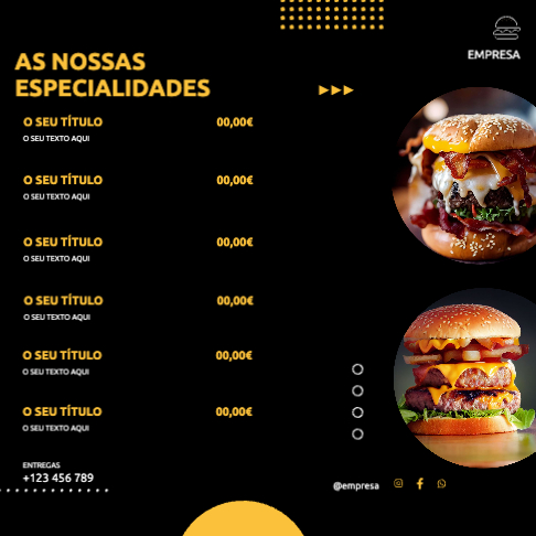 Layout de Hambúrgueres de Fast Food Verso