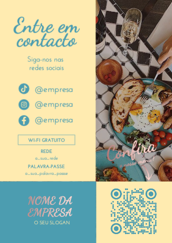 QR Code com Menu e Redes Sociais Verso