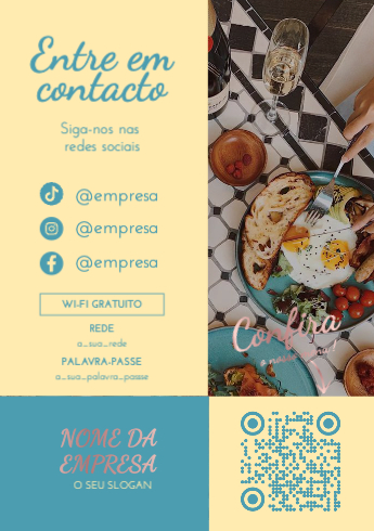 QR Code com Menu e Redes Sociais Verso