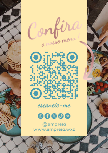 QR Code com Menu e Redes Sociais Frente