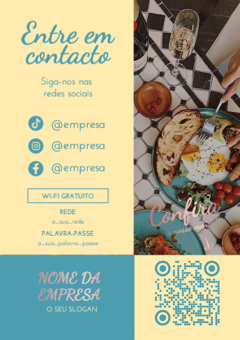 QR Code com Menu e Redes Sociais Verso
