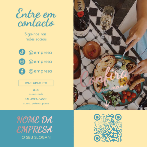 QR Code com Menu e Redes Sociais Verso