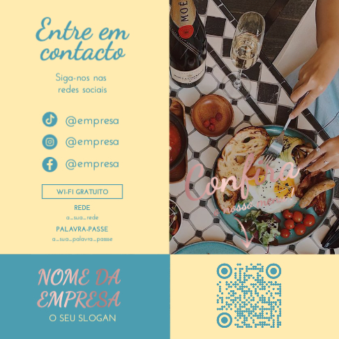 QR Code com Menu e Redes Sociais Verso