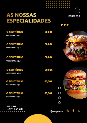 Layout de Hambúrgueres de Fast Food Verso