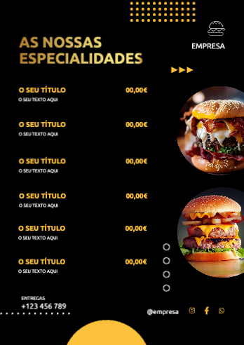 Layout de Hambúrgueres de Fast Food Verso