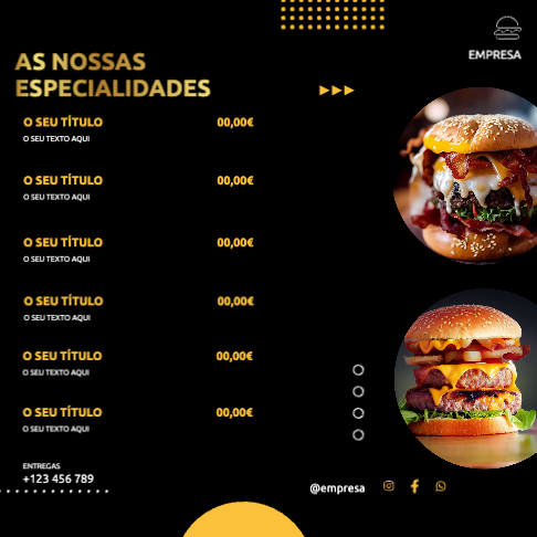 Layout de Hambúrgueres de Fast Food Verso