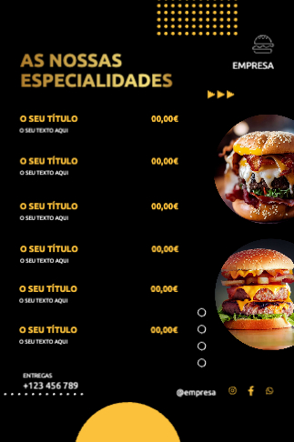 Layout de Hambúrgueres de Fast Food Verso